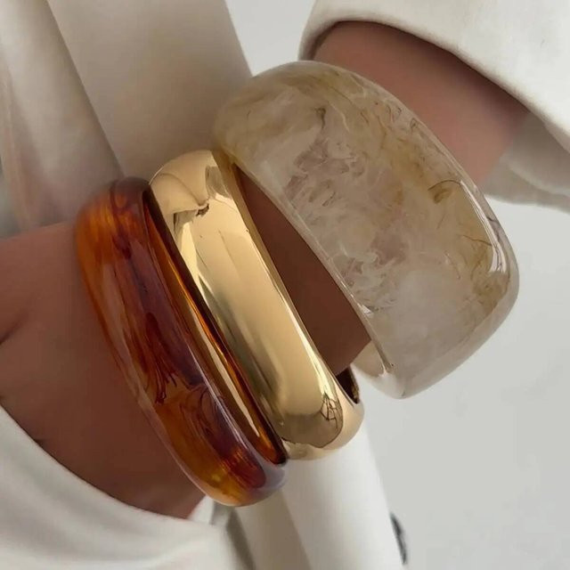 IngeSight.Z Armbänder, Boho, Braun, Off White, Harz, Acryl, Damen - Bild 1