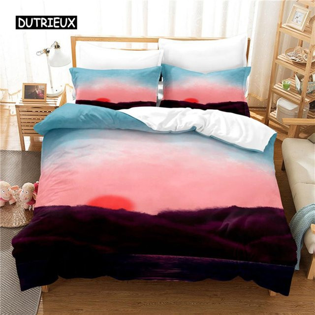 Binchi Outdoor Product Sonnenuntergang Bettwäsche-Set mit 3D-Digitaldruck, Mehrfarbig, B/H: 172 x 218 cm - Bild 1