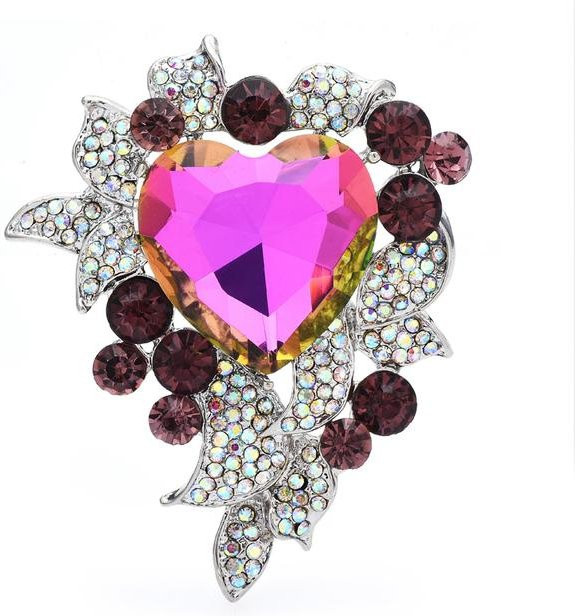 YIRAN Jewelry Brosche, Herz, violett, Unisex - Bild 1
