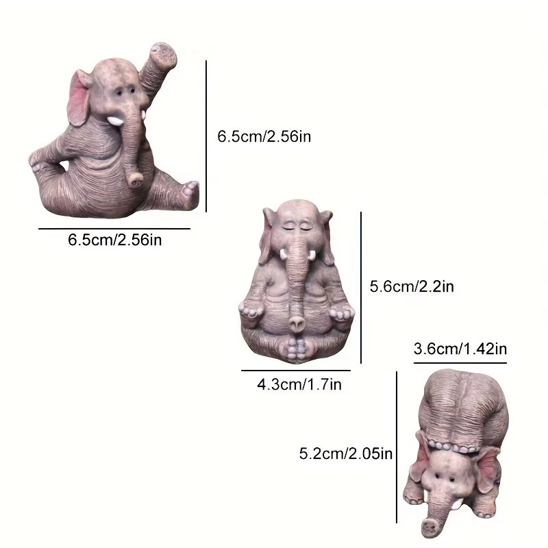 Kreative Yoga-Baby-Elefanten Miniatur-Statuen als niedliche Dekoration für deine Mikrolandschaft und dein Zuhause - Bild 2