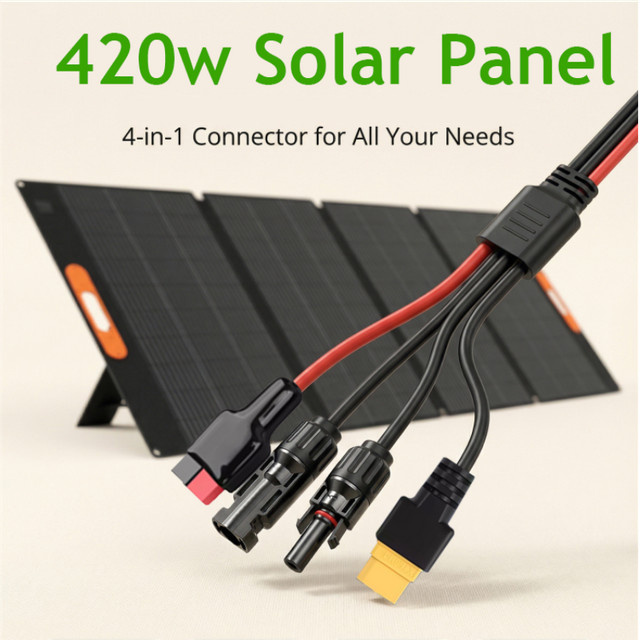CHUBAN Faltbares Tragbares Solarpanel 420W in Schwarz als Solar-Batterieladegerät für Camping, Wohnmobil und Outdoor-Notstromversorgung - Bild 1