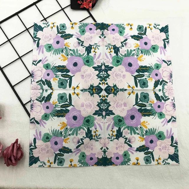 GUANYAO 2-lagige Servietten mit buntem Blumenmuster, 20 Stück pro Paket, Multicolor - Bild 1