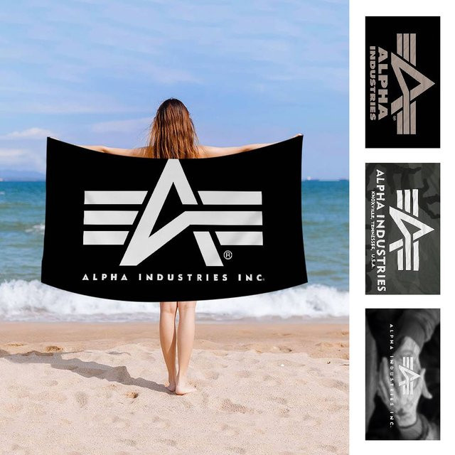 Alpha La Industries Mikrofaser Strandtuch Potdemiel Schwarz Unisex Saugfähig und Weich - Bild 1