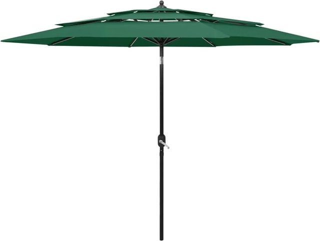 furnicato Sonnenschirm mit Aluminium-Mast in Grün, 3-lagig, Durchmesser: 3 m - Bild 1