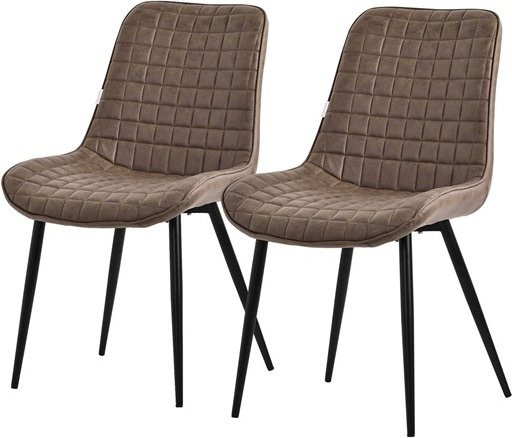 ML-Design Esszimmerstuhl 2er Set Braun aus Kunstleder mit Stahlbeinen und Rückenlehne - Bild 1