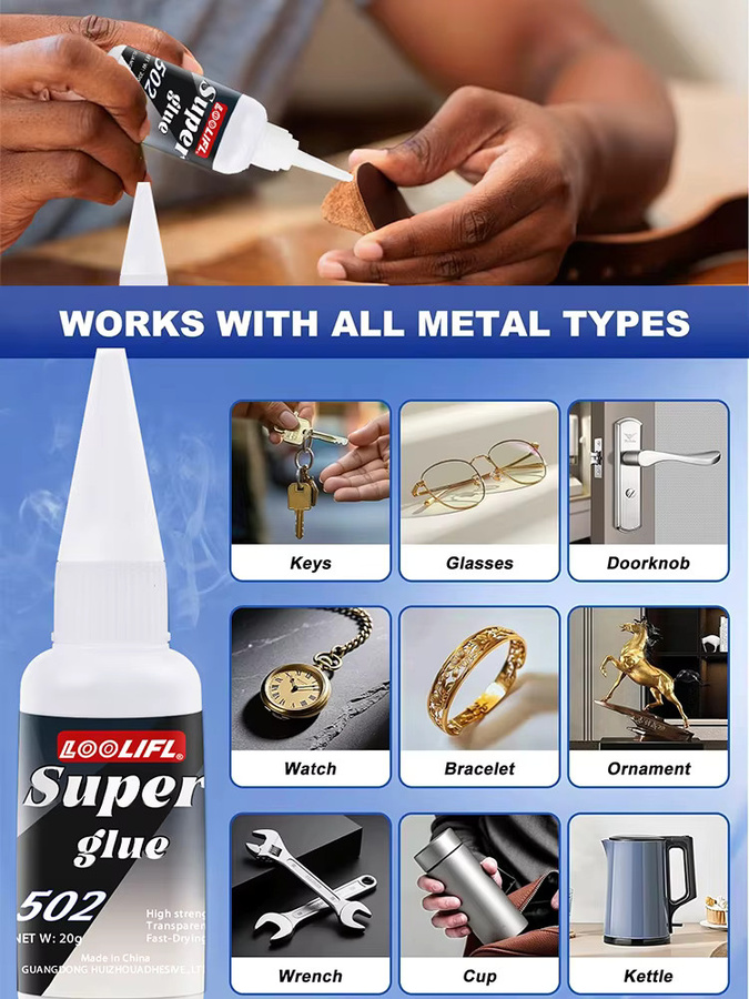 LOOLIFL Sekundenkleber Instant-Cyanacrylat-Kleber für Metall, Holz, Kunststoff, Keramik und Glas, 20 g - Bild 7