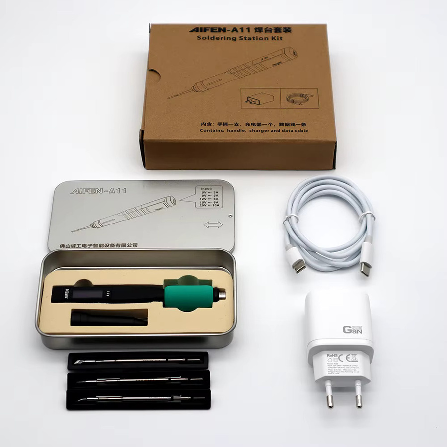 AIFEN A11 Tragbare Lötstation mit 2S Schnellheizung, USB wiederaufladbarer elektrischer Lötstift für Elektronik-Reparaturen, Schwarz, C210 Handstück - Bild 2