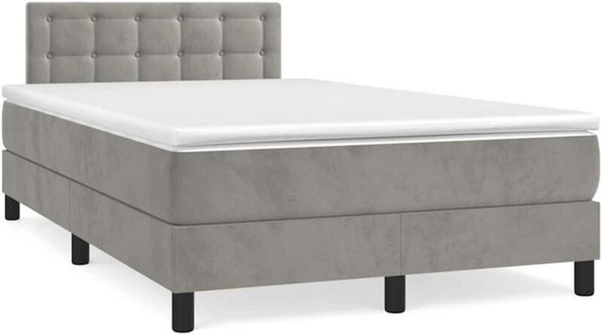 Vidaxl Boxspringbett mit Matratze aus Samt in Hellgrau, B/T/H: 190 x 120 x 78 cm - Bild 1