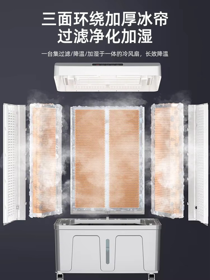 HAOYUNMA Mobiler Industrie-Luftventilator mit Wasserkühlung, Kommerzieller Klimaanlagenventilator, Weiß - Bild 3