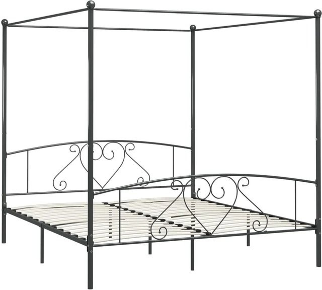 vidaXL Himmelbett-Gestell aus Metall in Grau B/T/H: 180 x 200 x 209 cm - Bild 1