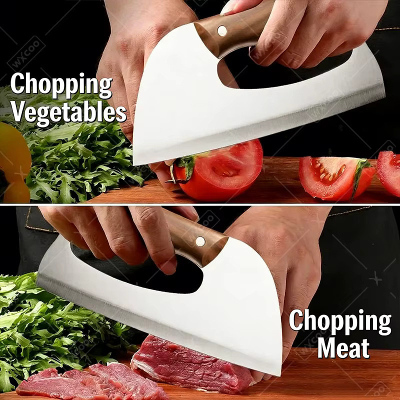 WXCOO Küchenmesser-Set aus handgeschmiedetem SK5 Edelstahl in Silber zum Schneiden von Fleisch und Obst - Bild 4
