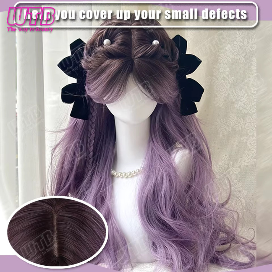 WTB Gradient Purple Synthetic Lolita Perücke, lange lockige Perücke mit Pony, Damen - Bild 2