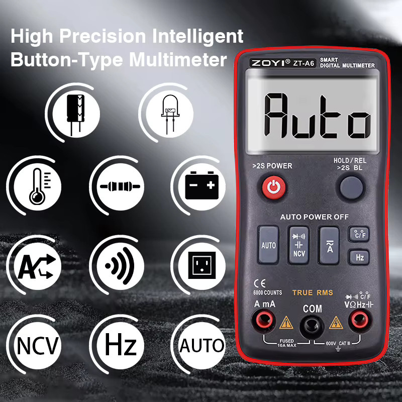 ZOYI ZT-A6 Digitalmultimeter mit Tastenbedienung für AC-DC-Spannung, Strom, Widerstand, Temperaturmessung und NCV-Funktion - Bild 2