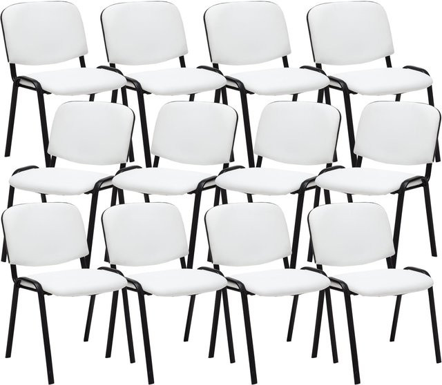 CLP 12er Set Besucherstühle Ken aus Kunstleder mit robustem Metallgestell, stapelbare Polsterstühle mit Rückenlehne - Bild 1