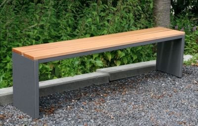 Witterungsbeständige Parkbank von SZ Metall aus Edelstahl und Garapaholz in Grau, B: 200 cm, T: 30 cm, H: 40 cm - Bild 1