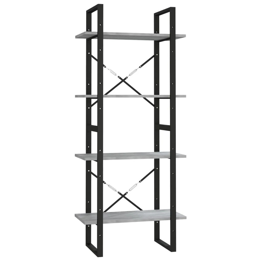 vidaXL Bücherregal im Industrial-Design aus Holz und Metall, Grau, B/T/H: 60 x 30 x 140 cm - Bild 2
