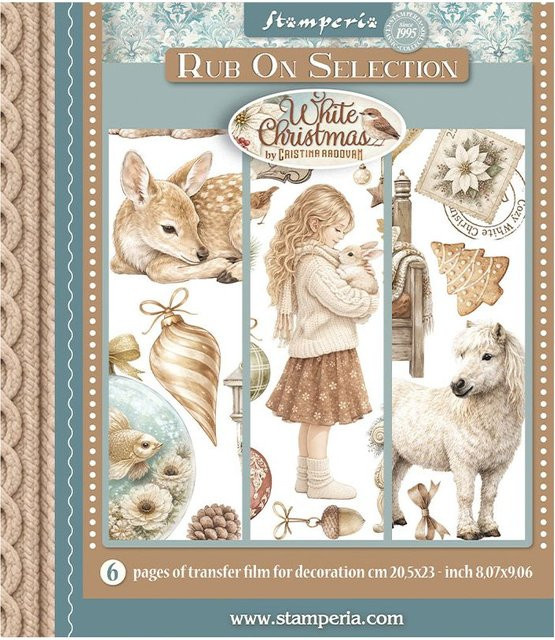Stamperia XL Rub On Sortiment White Christmas in Multicolor - Bild 1