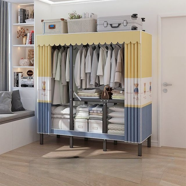 Faltbarer Kleiderschrank von MOYU mit Stahlrahmen und Hängeorganizer in Multicolour, Höhe: 150 cm - Bild 1