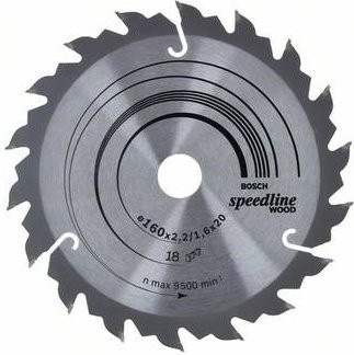 Bosch Kreissägeblatt Speedline Wood Hartmetall für Holz, Farbe: Silber, Durchmesser: 160 mm, Bohrung: 20 mm, Breite: 2,2 mm, Zähneanzahl: 18 - Bild 1