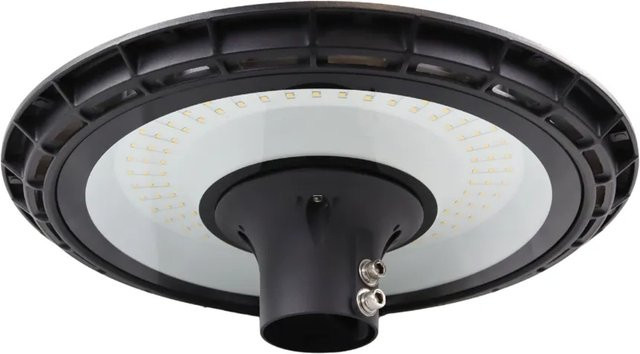 LUXULA Runde LED Mastleuchte Schwarz 90W mit 6000Lm IP65 Schutz und 3000K Warmweiß aus Aluminium und Glas - Bild 1