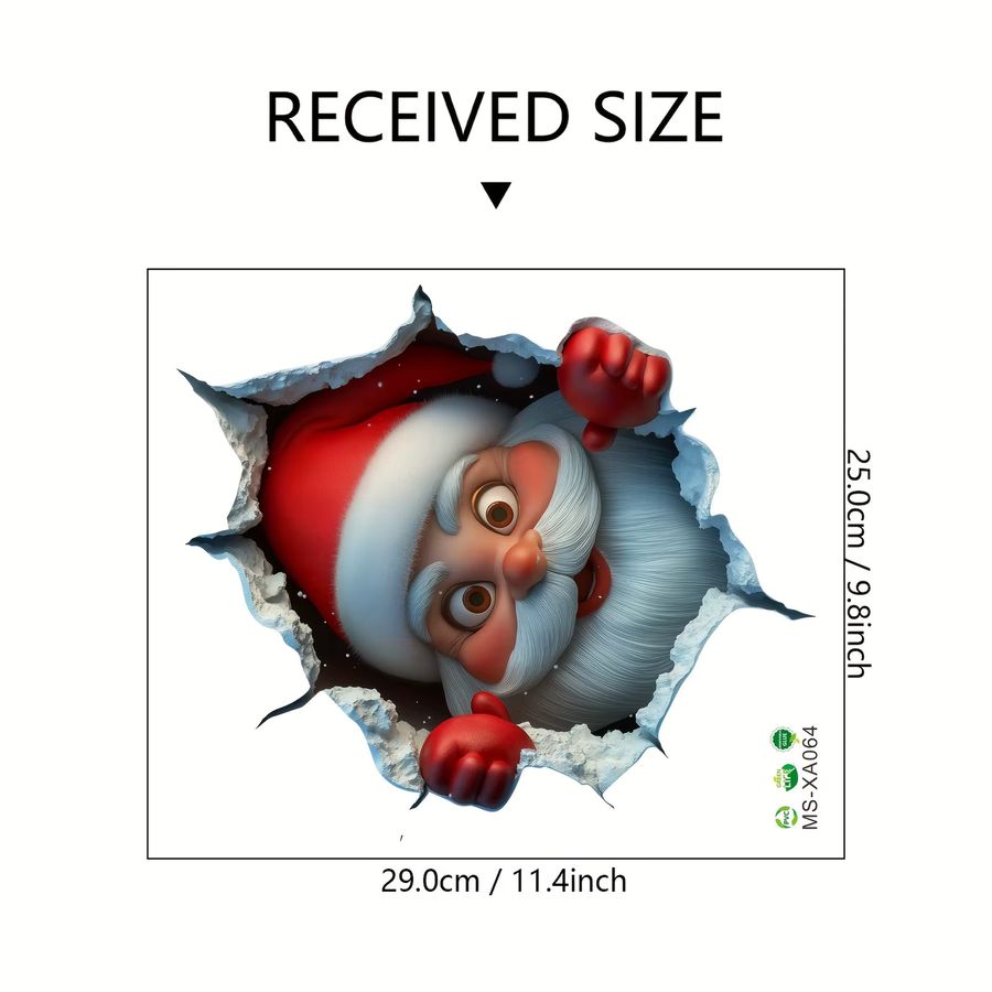 DUTRIEUX Weihnachtlicher Santa Claus Wandaufkleber für Tür und Fenster zur DIY Dekoration - Bild 3