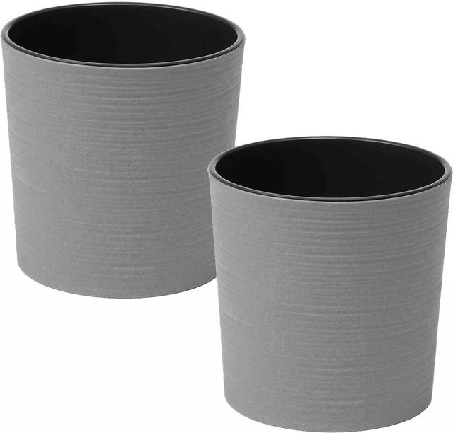 Siena Garden Pflanzgefäß Eco Lens Set 2-teilig Grau B: 30 cm, T: 30 cm, H: 30,5 cm - Bild 1