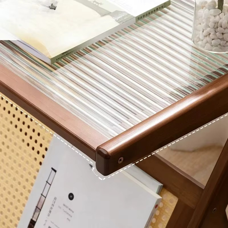 LIUSHADUOLA Couchtisch aus Glas in Braun und Transparent, rechteckiger Beistelltisch für dein Wohnzimmer - Bild 3