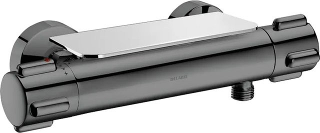 Delabie Ablage für Zweigriff-Thermostat-Brausearmaturen in Chrom, B/T/H: 21,0 x 7,0 x 5,5 cm - Bild 1