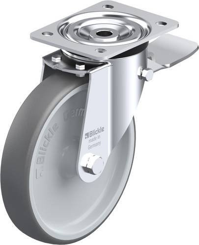 Blickle L-PATH 200G-ST Lenkrolle mit Feststeller in Silber und Grau, Rad-Durchmesser: 20 cm, Tragfähigkeit: 400 kg - Bild 1
