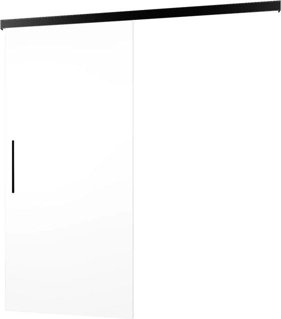 inova Holzschiebetür Weiß und Schwarz als Komplettset mit Griffstab und 2-seitigem Softclose, B: 88,0 cm, H: 203,5 cm - Bild 1