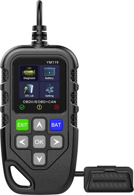 TOMTOP OBD II-Scanner Fehlercodeleser und Batterietester für Automotoren, CAN-Diagnosescan-Tool für 12 V, Schwarz - Bild 1