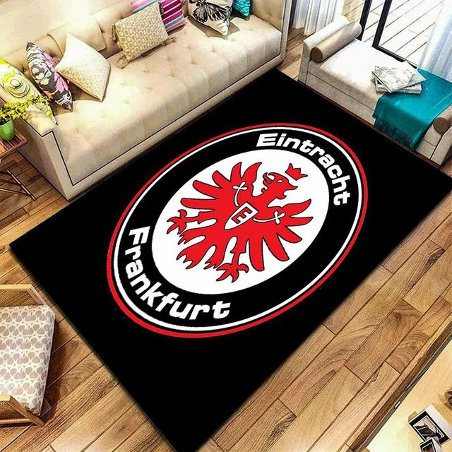 My City Home Frankfurt Fußball Teppich für Wohnzimmer und Kinderzimmer, weiß/schwarz, rutschfest und waschbar, B/T: 60 x 40 cm - Bild 1