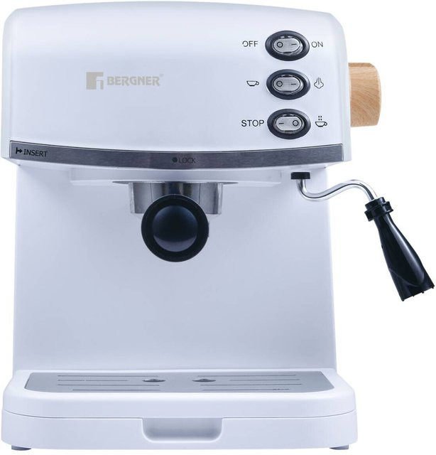 BERGNER Espressomaschine in Weiß aus Aluminium, B/H/L: 29,5 x 31 x 33,5 cm - Bild 1