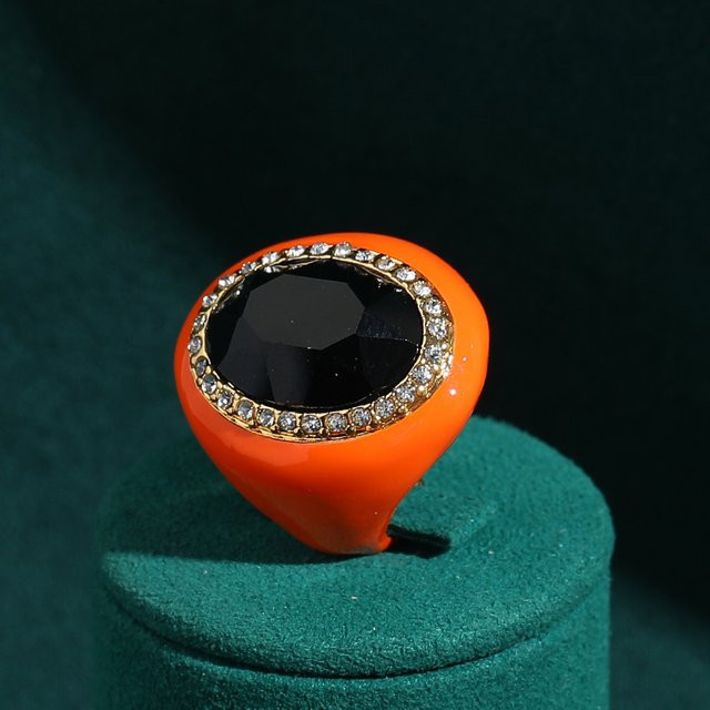 Icareu Ring, vergoldet, Emaille-Kristall-Einlage, Damen, Orange - Bild 1