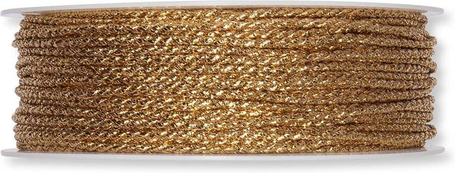 Halbach Kordel 2mm in Gold, 10m Länge aus Acetat, Polyester und Baumwolle - Bild 1