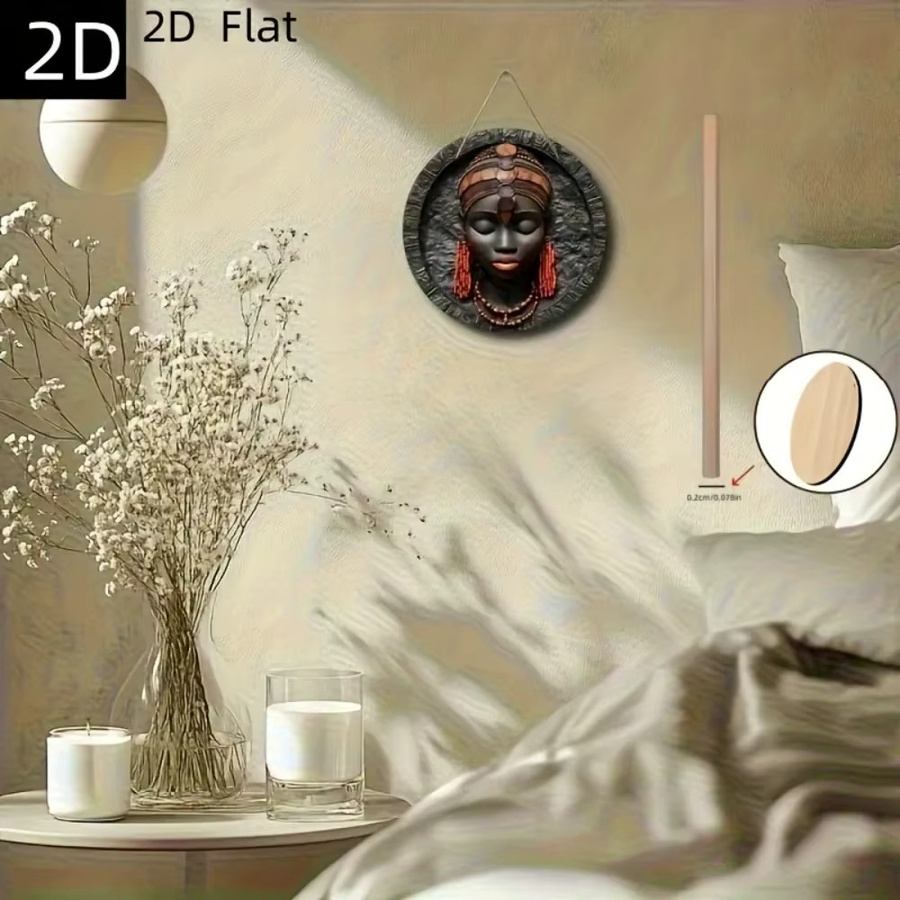 Handgefertigte afrikanische Maske aus Holz als ethnische Wanddekoration in Schwarz, B/H: 20,32 x 20,32 cm - Bild 3