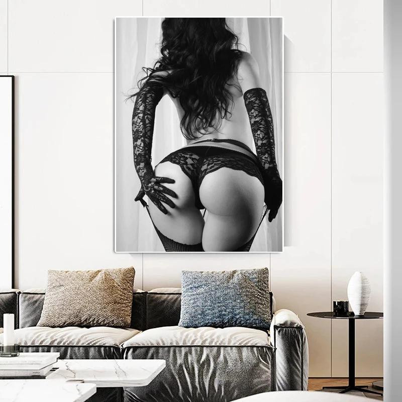 Niveous Art Museum Leinwandgemälde Sexy Akt Frau in Schwarzweiß, Wandkunst Poster für Schlafzimmer und Büro, Breite: 21 cm, Höhe: 30 cm - Bild 2