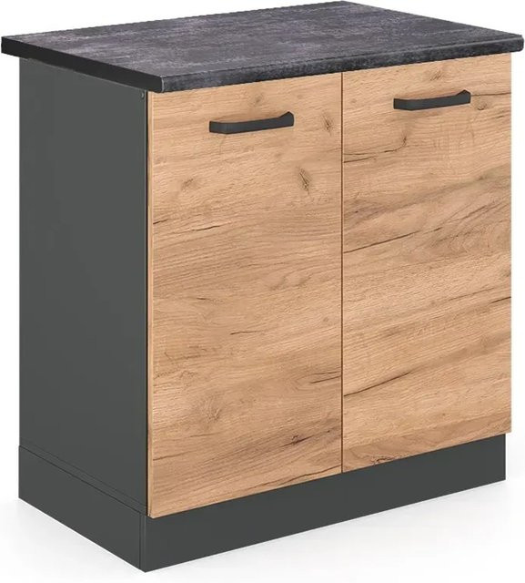 Vicco Spülenunterschrank R-Line Goldkraft Eiche Anthrazit B: 80 cm, T: 60 cm, H: 76,7 cm - Bild 1