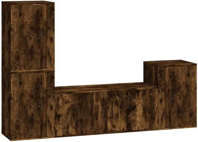 vidaXL 4-teiliges TV-Schrank-Set aus Holzwerkstoff in Räuchereiche, Braun, Wandmontage, B/T/H: 100 x 34,5 x 40 cm und 40 x 34,5 x 60 cm - Bild 1