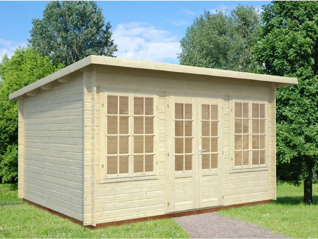 Palmako Gartenhaus Lisa Blockhaus in Grau-Weiß, B/T: 400 x 300 cm - Bild 1