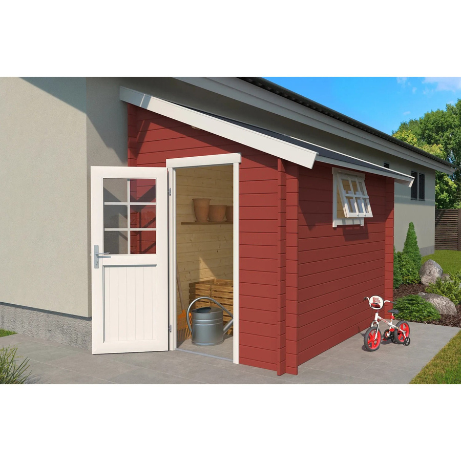 Lasita Gartenhaus Jura 2 aus Fichtenholz in Schwedenrot mit Satteldach und Blockbohlenbauweise, B/H/T: 214,6 x 267,9 x 295 cm - Bild 2