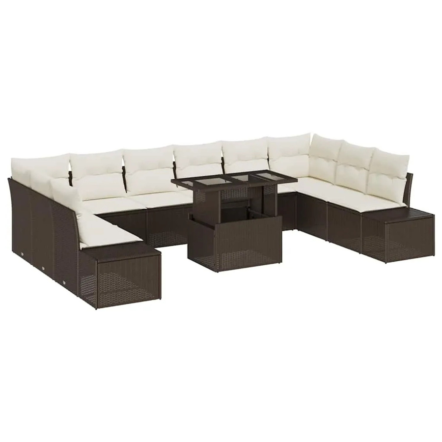 vidaXL Garten-Sofa-Set aus Poly-Rattan in Braun mit 11 Teilen und integriertem Speicher - Bild 2