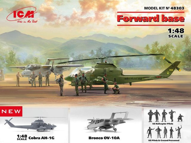 ICM Forward base Cobra AH-1G + Bronco OV-10A w. US Pilots & Ground Person, Fahrzeuge, 1:48 - Bild 1