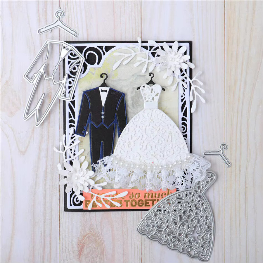 Metall-Schneidwerkzeug Hochzeit Kleid für Scrapbooking und Bastelarbeiten, Silber - Bild 2
