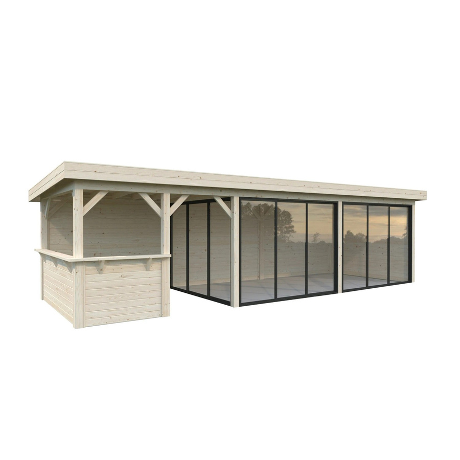 Palmako Pavillon Lenna Set 419 Slide aus Fichtenholz in Braun mit transparenten Elementen, B/H/T: 876 x 245 x 300 cm - Bild 2
