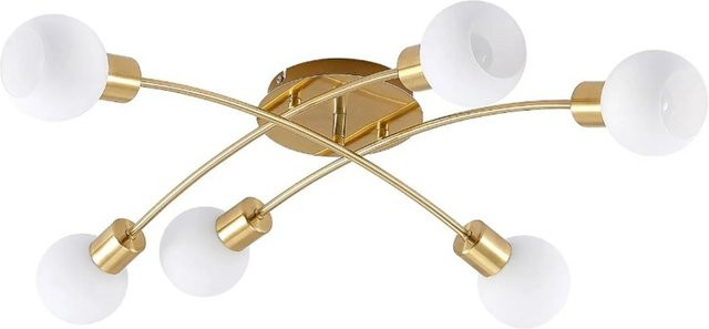 Lindby Deckenlampe Agmar Modern in Gold/Messing aus Metall und Glas, 6-flammig, E14 - Bild 1