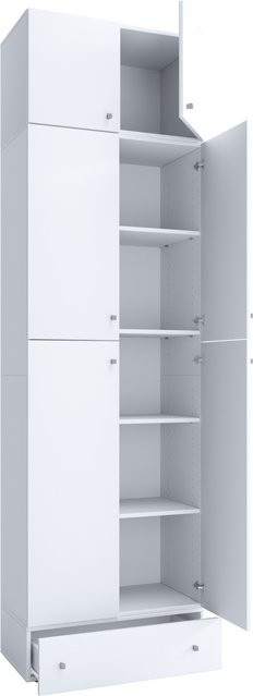 VCM Büroschrank Lona Weiß mit Aufsatz, Schublade und Drehtüren, B/T/H: 70 x 39 x 240 cm - Bild 1