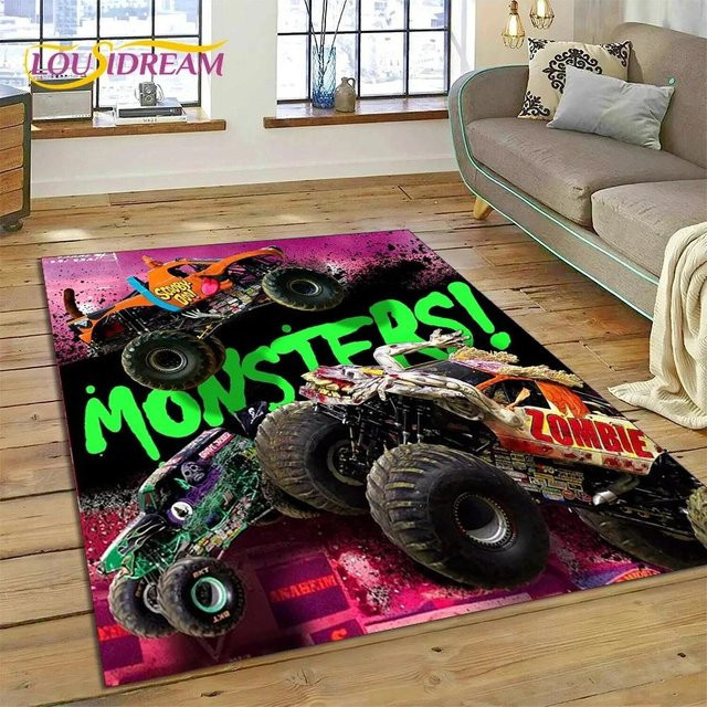 Karpetti Monster Jam Cartoon Teppich für Kinderzimmer und Wohnzimmer, Mehrfarbig, B/T: 100 x 70 cm - Bild 1
