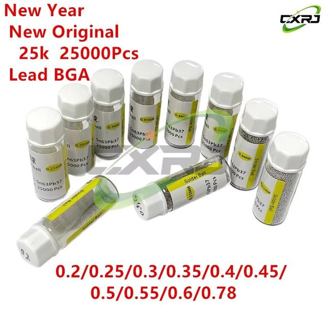 BGA-Lötkugeln für BGA-Reballing in Silber, 25 g, verschiedene Durchmesser von 0,2 mm bis 0,64 mm - Bild 1