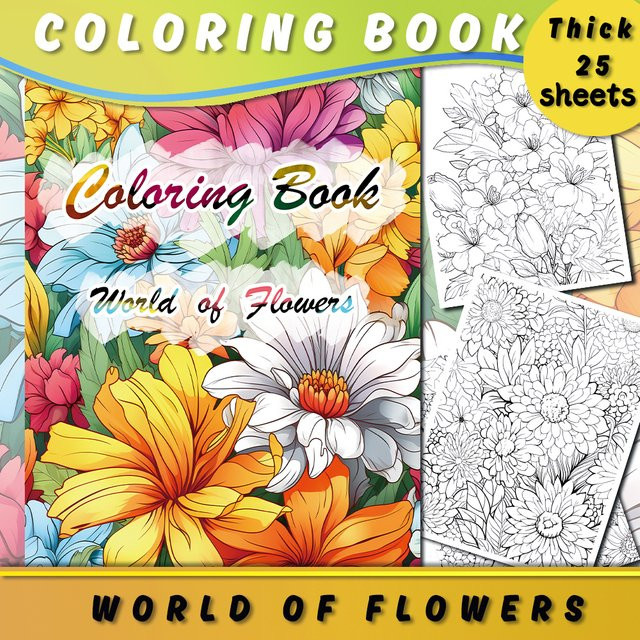 Blumen-Malbuch für Teenager mit 25 verschiedenen Mustern und hochwertigem 100 g/m2 Papier in Multicolor - Bild 1